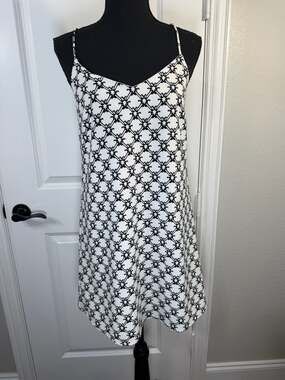 Pim + Larkin Black and White Geometric Print Slip Dress Size XS